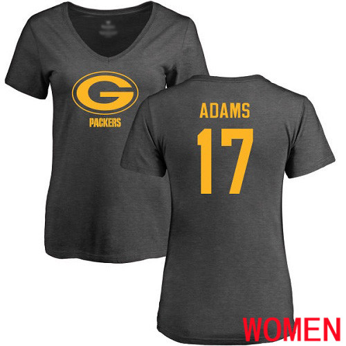 Green Bay Packers Ash Women #17 Adams Davante One Color Nike NFL T Shirt